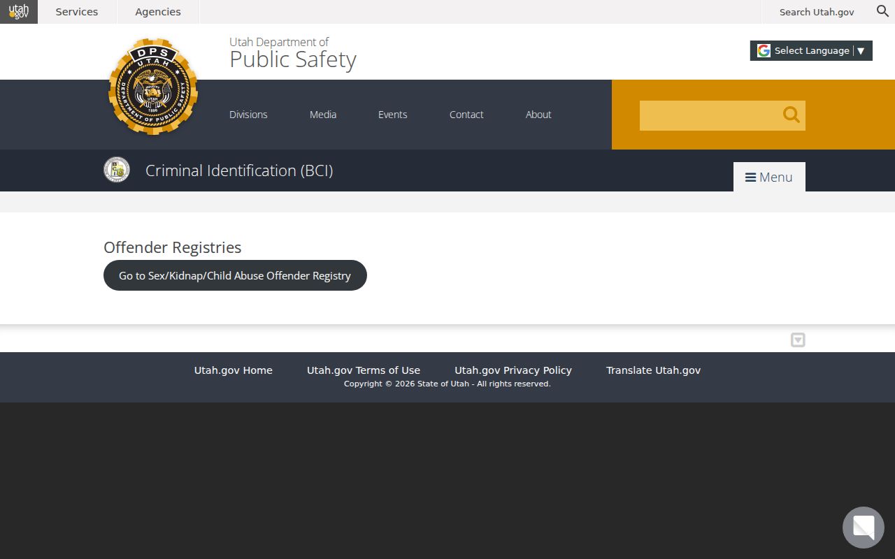 Syracuse public records route to the Utah offender registry gateway